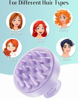 HEETA Shampoo Scalp Brush Massager Hair Growth, Scalp Scrubber with Soft Silicone Bristles for Dandruff Removal, Hair Brush Exfoliator, Light Purple