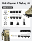 GLAKER Hair Clippers for Men Professional, Cordless Clippers for Hair Cutting, Mens Bear Trimmer, Electric Razor Barber Clippers Hair Trimmer, Gifts for Men (Gold)