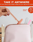 Double Edge Safety Razor for Women with Silicone Cover & 10 Blades for Travel Metal Eco-Friendly Reusable Single Blade Razor for Shaving (Rose Gold)