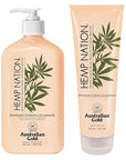 Australian Gold Hemp Nation Sparkling Citrus & Champagne Bundle - Tan Extender Body Lotion (18 FL Oz) & Body Wash (8 FL Oz), Effervescent Orange, Grapefruit & French Wine Extract, Pure Hemp Seed Oil