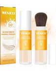 2PCS Mineral Sunscreen Setting Powder Makeup,Translucent Powder SPF Finish,Lightweight,Breathable,All Skin