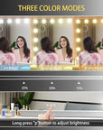 Vanity Mirror with Lights USB+Type-C Charging, 32WX24L Tabletop Hollyhood Makeup Mirror, Hollywood Lighted Mirror with 18 Dimmable LED Bulbs,3 Colors Modes,Touch Control, Gold