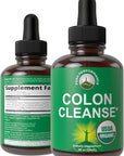 USDA Organic Colon Cleanse Liquid Drops. Vegan, Kosher Colon Cleanser & Detox Supplement with 10+ Super Gentle Herbal Ingredients Including Organic Cascara Sagrada Bark and Organic Yellow Dock Root