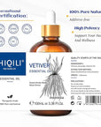 HIQILI 100ML Vetiver Essential Oil, 100% Pure Natural for Diffuser Calm and Relation- 3.38 Fl Oz