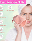 Makeup Remover Cloths for Face, Eye, Lips - Reusable Makeup Remover Pads Soft Microfiber Facial Cleansing Cloths 8 x 8 inch 12 Pack (Coral)