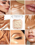 4 Colors Diamond Shimmering Powder, High Glossy Face Highlighter Eyeshadow
