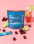 Nello Supercalm Powdered Drink Mix, Cortisol Reducer* and Sleep Aid Supplement, L Theanine, Ksm-66 Ashwagandha, Magnesium Glycinate, Vitamin D 3, No Sugar, Non GMO, On The Go, 20 Ct, Cherry Limeade