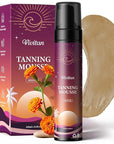 Self Tanner Mousse for Women - Medium Bronze Sunless Tanning Foam with Fake Tan Mitt & Strap, Buildable Natural Glow, Aloe Vera & Coconut, Vegan, Streak-Free, Odorless (8.5 Fl Oz)