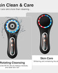 Face Scrubber Exfoliator,Facial Cleansing Brushes Rechargeable IPX7 Waterproof with 5 Brush Heads,Electric Face Spin Brush for Exfoliating, Massaging and Deep Cleansing (Black+Gold)