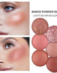 Baked Blush, Marbleized Blush for Cheeks, Shimmery Satin Finish Blushes Powder Palette, Buildable Color Natural Face Makeup Powder