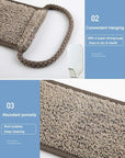 Loofah Back Scrubber for Shower, Natural Soft Flax Back Exfoliator Cleaner for Shower Acne, Extra Long Back Scrub Washer, Dual-Sided Bath Exfoliating Scrubber, Deep Clean&Invigorate Skin for Men/Women