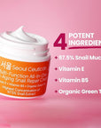 SeoulCeuticals Korean Skin Care 97.5% Snail Mucin Moisturizer Cream - K Beauty Skincare Day & Night Snail Repair Cream Filtrate Cruelty Free 2oz