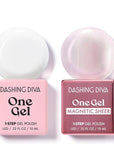 Dashing Diva One Gel Color & Magnetic Topper Duo - Diamante - Marshmallow & Iridescent Glitter Topper - 3-in-1 Base Coat, Nail Color & Top Coat - Gel Nail Polish Set