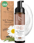 Self Tanner Mousse - USA Made with Natural & Organic Ingredients, Self Tanning Mousse for Dark Fake Tan, Sunless Tanner, Clear & Non Toxic Tanning Foam for Streak Free Finish & Natural Glow