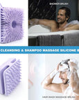 Silicone Body Scrubber Women, Dual-Sided Design Exfoliating Body Brush Buffer Scrubber and Scalp Massager, Shower Scrubber for Body, Silicone Loofah, Ergonomic No-Slip, Easy to Clean(Purple)