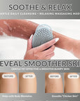 Avilana Silicone Body Scrubber – Gentle Shower Brush & Loofah Alternative- Food Grade & Lab Tested – Fast-Drying, Hygienic, BPA-Free Silicone Body Gentle Exfoliator (Gray, Exfoliate)