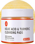 Turmeric Kojic Acid Cleansing Pads: Dark Spot Remover & Skin Brightening Exfoliating Pads – Gentle Turmeric Facial Pad for Even Skin Tone, Radiant Complexion – 50PCS