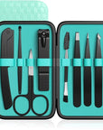 Tweezers Set, Hyxhappy 9 pcs Professional Stainless Steel Tweezers Kit for Facial Hair, Great Precision Eyebrow Plucke Tweezer with Luxurious Travel Case for Daily Beauty Tools