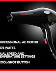 CHI Dynamic Hair Dryer, Blow Dryer for Smooth & Voluminous Hair, Comb-Attachment & Air Concentrating Nozzle for Faster Styling, Low Noise