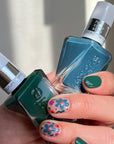 Essie Nail Polish Set, Daisy Jones & The Six Inspired, Longwear Gel-like Nail Polish, Cut Loose, Blue, + Invest In Style, Green + Gel-like Shiny Top Coat