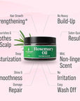 Rosemary Oil for Hair Growth Hydrating Mask for Dry Damaged Hair, Curly, Frizzy or Color Treated. Rosemary Scalp Treatment for Women, Men. Use Overnight, Leave In