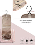 BAGSMART Toiletry Bag for Women, Travel Toiletry Organizer with hanging hook, Water-resistant Cosmetic Makeup Bag Travel Organizer for Shampoo, Full-size Container, Toiletries, Pink-Medium