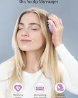 HEETA Scalp Massager Hair Growth, Soft Silicone Scalp Scrubber Shampoo Brush for Exfoliation, Dandruff Removal & Head Massage Stress Relax, Wet & Dry Use for Thick, Thin Hair Care, Wheat Straw Purple
