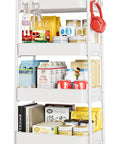 TOOLF 4-Tier Metal Rolling Cart with Wheels, Storage Utility Organizer Cart for Kitchen, Bathroom, Office, Baby Essentials & Makeup - Lockable Casters, Easy Assembly, Large Capacity, White