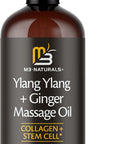 Ylang Ylang + Ginger Lymphatic Drainage Massage Oil – with Collagen & Stem Cells for Circulation, Detox & Cellulite Removal – Body Oil for Muscle Relief, Skin Firming & Relaxation – 8oz by M3 Naturals