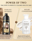 Natural Hair Dye Shampoo 3 IN 1, Gray Hair Coverage, Vegan, Ammonia-Free & Paraben-Free Hair Coloring Shampoo for Women & Men, Beard Dye for Men, Nourishing Gentle (ASH BLONDE)