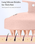 HEETA Scalp Massager Hair Growth, Silicone Scalp Scrubber Shampoo Brush for Exfoliation, Dandruff Removal & Head Massage Stress Relax, Wet & Dry Use for Thick, Thin Hair Care, Wheat Straw Light Pink