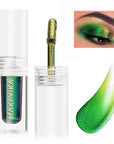 MAKI YIKA Glitter Eyeshadow Green Liquid Multichrome Eyeshadows Long Lasting Metallic Chameleon Eye Shadow Holographic Eye Topper Glitters (#2 Peacock)