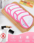 SINLAND Reusable Makeup Remover Pads For Face,Eye,Lips Microfiber Gentle Facial Cleansing Cloths for All Skin Types Friendly for Makeup Remover With Laundry Bag 5.1inchx3.93inch White Pack of 6