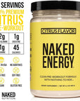 Naked Citrus Naked Energy - Citrus Flavored Clean Pre Workout Supplement for Men and Women, Vegan Friendly, No Added Sweeteners, Colors Or Flavors - 30 Servings