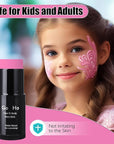 Go Ho Pink Face Body Paint Stick,Water Based Washable Face Paint Stick,Non-toxic Full-coverage Cream Pink Body Paint for Adults Children Halloween Cosplay SFX Makeup
