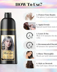 Natural Color Hair Dye Shampoo 3 IN 1, Instant Hair Coloring, Gray Coverage for Men & Women, Beard Dye Vegan Ammonia Free & Paraben-Free, Champú Para Canas Mujer & Hombre (SILVER GRAY)