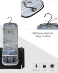 BAGSMART Toiletry Bag for Men, Travel Toiletry Organizer with hanging hook, Water-resistant Cosmetic Makeup Bag Travel Organizer for Shampoo, Full-size Container, Toiletries, Black-Medium
