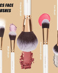 OMANIAC Makeup Brush Set Professional, 12 Pearlescent Wood Handle Makeup Brushes, Premium Cruelty-Free Synthetic Fiber Hair, Travel Make up Brushes Set with Case (White).