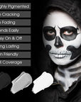 BAD COLOR 3PCS Black White Grey Face Body Paint Stick Makeup for Skull Skeleton Goth Mime SFX Cosplay & Dress Up, Full-Coverage Halloween Facepaint Makeup Kit