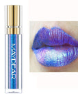 Maydear Chameleon Lipstick High Pigmented Multichrome Lipstick, Long-Lasting Metallic Shine Lip Gloss, Full-Coverage Rainbow Lip Color for Women, Blue Cyan (03)