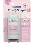 Coppertone Pure and Simple Baby Sunscreen Stick SPF 50, Zinc Oxide Mineral Sunscreen for Baby, Body and Face, 0.49 Oz Stick