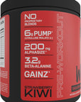 Bucked Up - Woke - HIGH STIM Pre Workout - Best Tasting - Focus Nootropic, Pump, Strength and Growth, 30 Servings (Strawberry Kiwi)