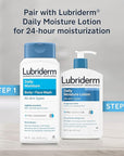 Lubriderm Daily Moisture Body + Face Wash, Hydrating Body Wash + Moisturizing Facial Cleanser with Pro-Ceramide & Shea Butter to Gently Cleanse, Light Fragrance & Hypoallergenic, 16 fl. oz