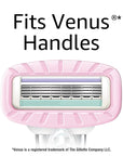 Amazon Basics Women's 4 Blade Razor for Women, Fits AmazonBasics & Venus Handles, Moisturizing Surround, 4 Count, Includes 1 Handle, 2 Cartridges & 1 Shower Hanger, Pink (Pack of 2)