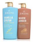 Jergens Shea Fusion Body Lotion Dual Pack, Moisturizer with Shea Butter and Vitamin E, Vanilla Crush 14 fl oz and Warm Amber 14 fl oz, Pack of 2