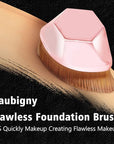 Daubigny Foundation Makeup Brush Flat Top Kabuki Hexagon Face Blush Liquid Powder Foundation Brush for Blending Liquid, Cream or Flawless Powder Cosmetics with Bonus Protective Case (Light Pink)