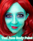 Go Ho Teal Face Body Paint Stick,Water Based Washable Face Paint Stick,Non-toxic Full-coverage Cream Teal Body Paint for Adults Children Halloween Sally Mermaid Skeleton Cosplay SFX Makeup