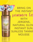 Jergens Natural Glow Instant Sun Body Mousse, Self Tanner for Light Bronze Tan, Sunless Tanning Body Bronzer for Natural Looking Color Instantly, 6 Oz