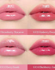 Flower Knows Violet Strawberry Rococo Glowy Lip Gloss,Moisturizing Shimmery Lip Oil,Hydrating Lip Plumper Makeup for Girls&Women,Vegan & Cruelty-Free,0.12 Fl Oz,1 Count(G01 Strawberry Macaron)