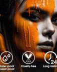 BADCOLOR Orange Face Body Paint Stick, Cream Blendable Eye Black Full Body Paint Makeup for Halloween SFX Makeup Cosplay Joker Zombie Vampire Costume Parties
